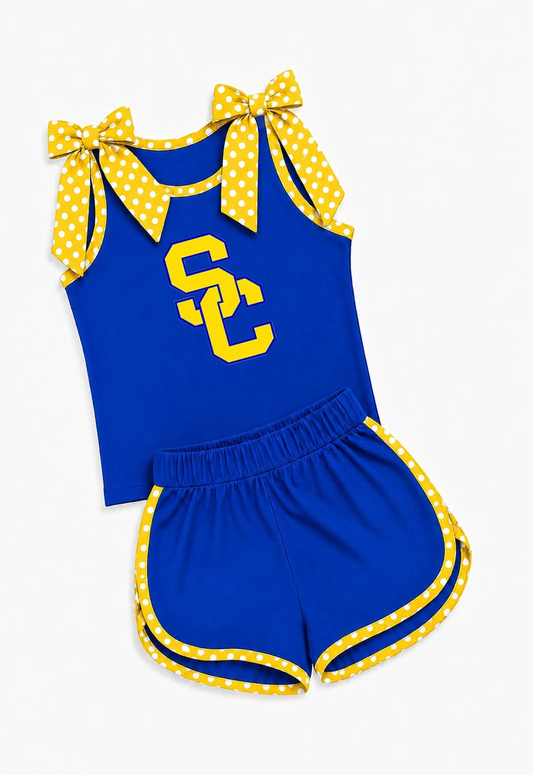 Custom team sleeveless top matching shorts girls summer outfit