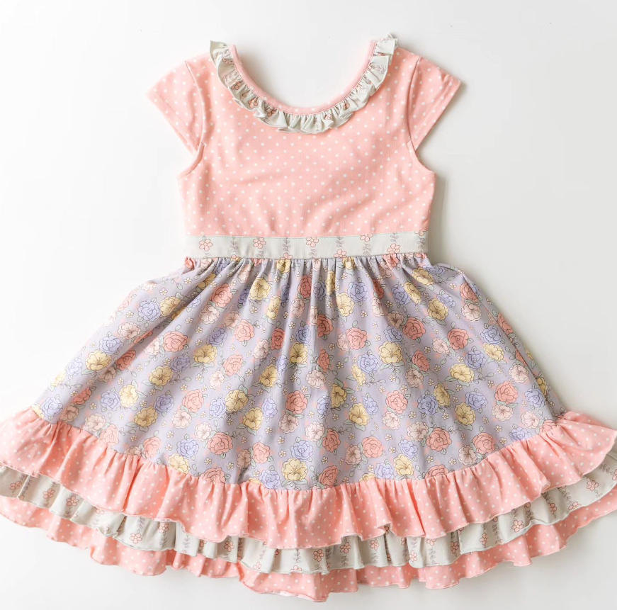 girls wholesale spring floral dress