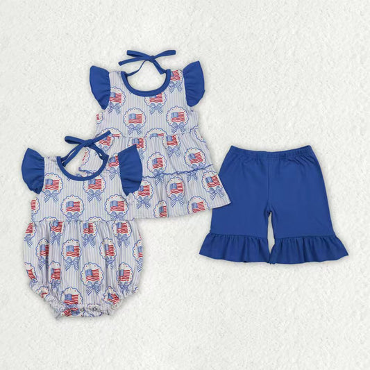 American July 4th top matching shorts girl outfit