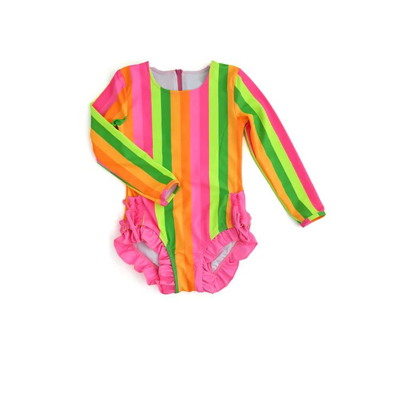 rainbow stripes one piece summer bathing suit
