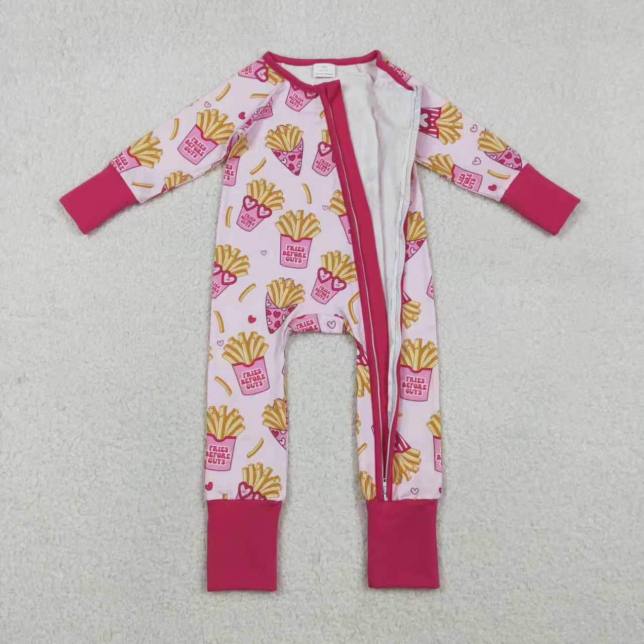 Valentines fries long sleeve top matching pants baby girl outfit
