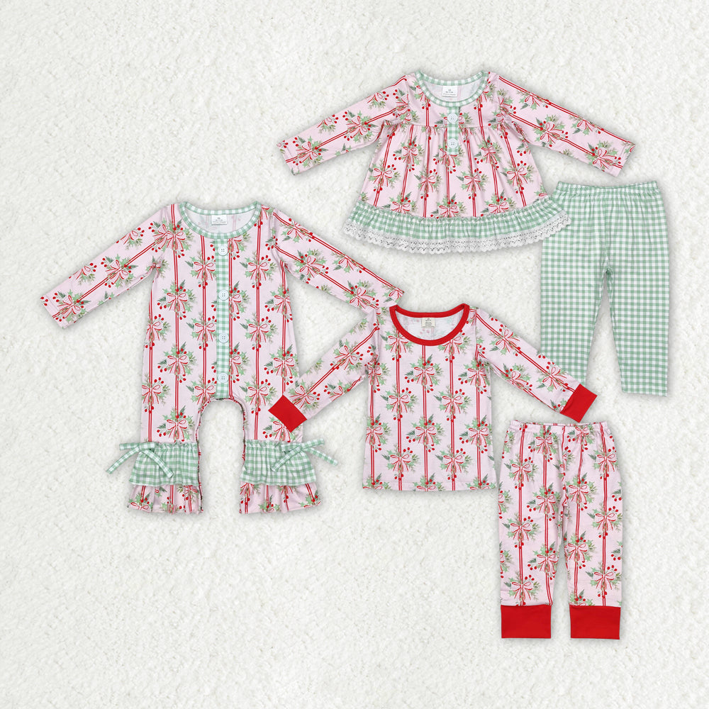 Sister brother Christmas holly matching clothing set