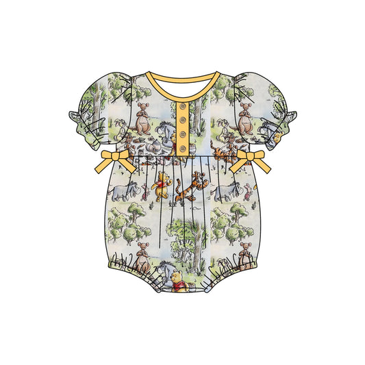 cartoon bear baby girl romper