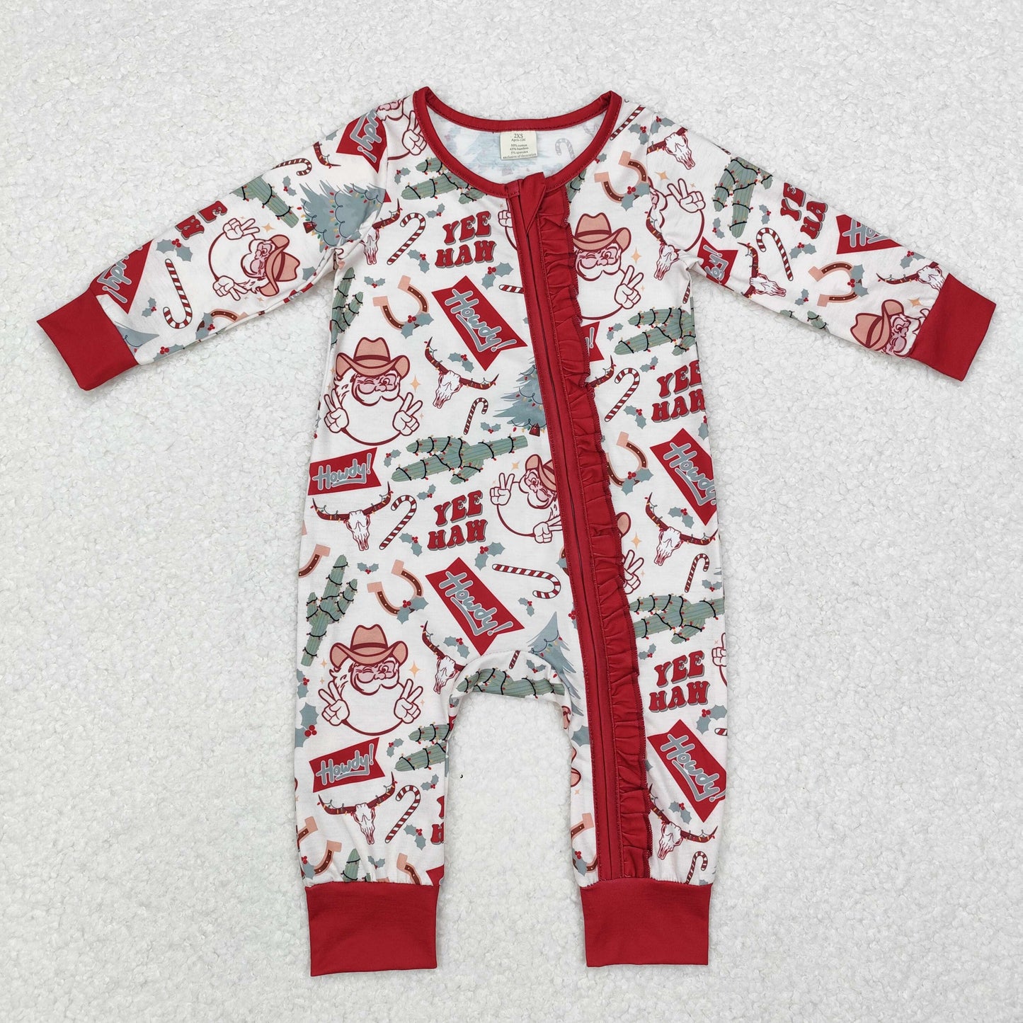 sister brother western christmas santa claus matching pajama set