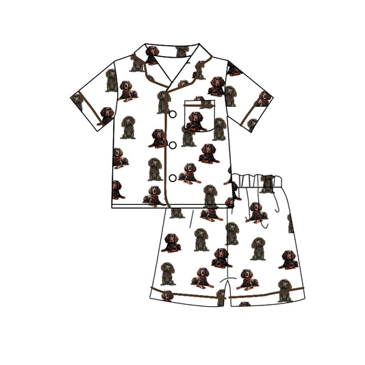 Adult man dog print short sleeve pajama set