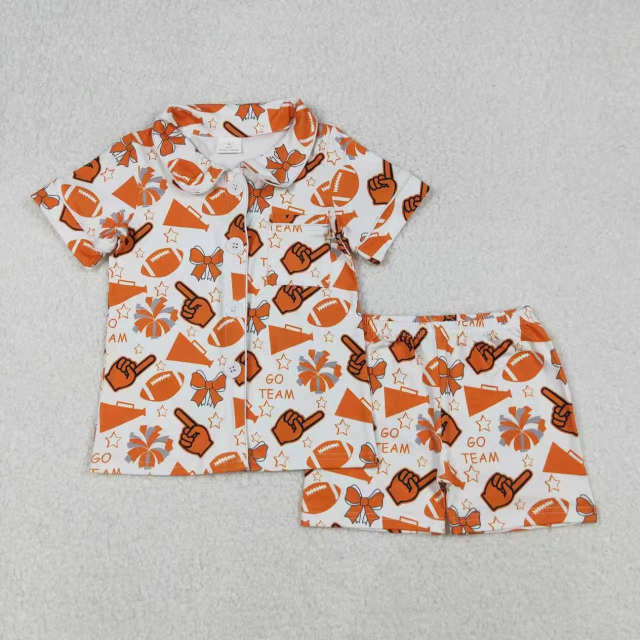 Go team cheer set girls summer pajama set