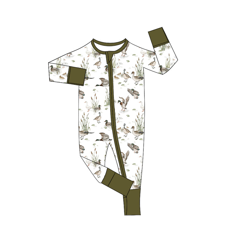 toddle baby girls mallard duck long sleeve zip romper