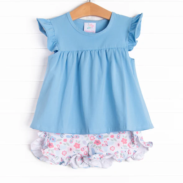 wholesale blue floral summer clothes