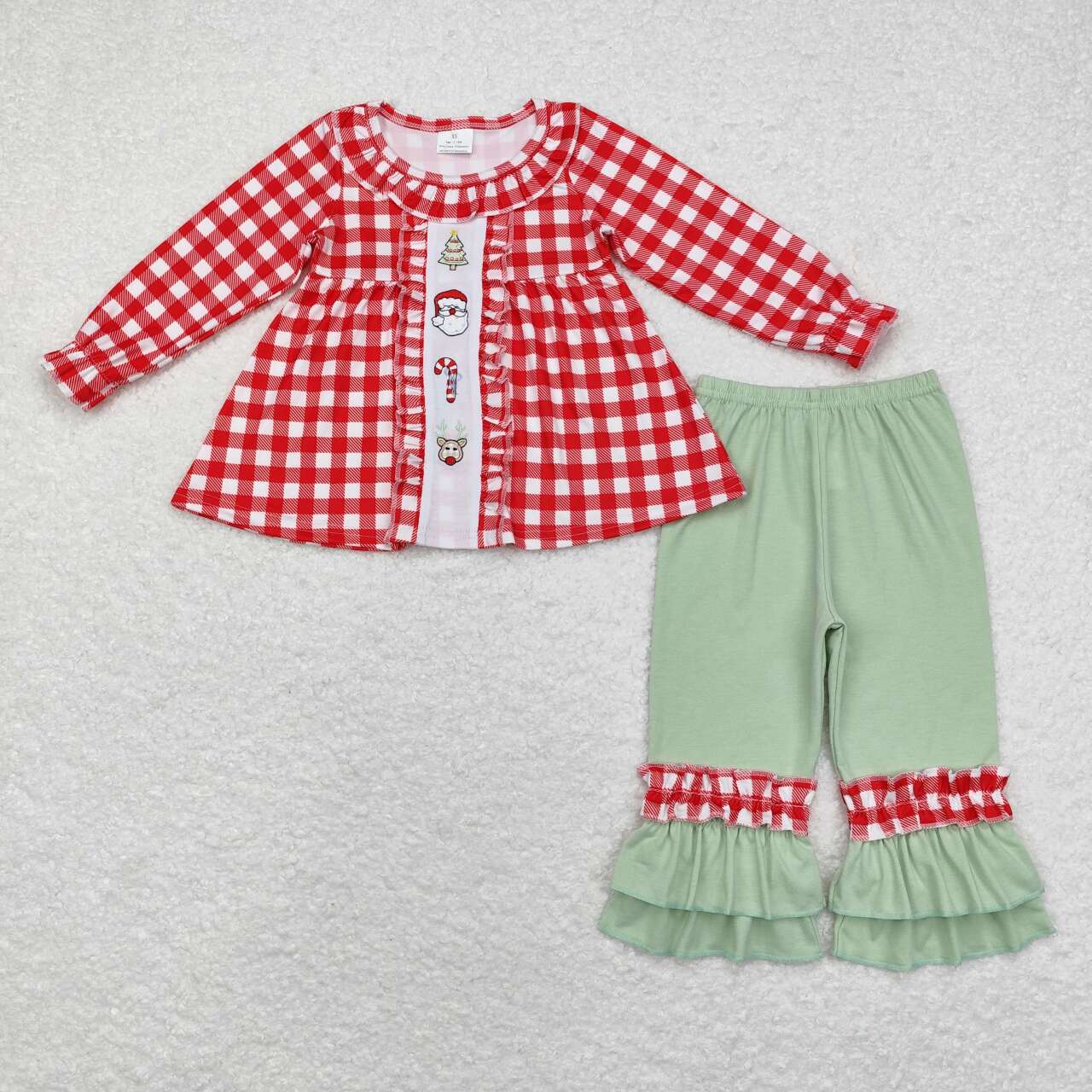 Best sister Christmas embroidery candy cane tunic top matching pants fall winter clothes