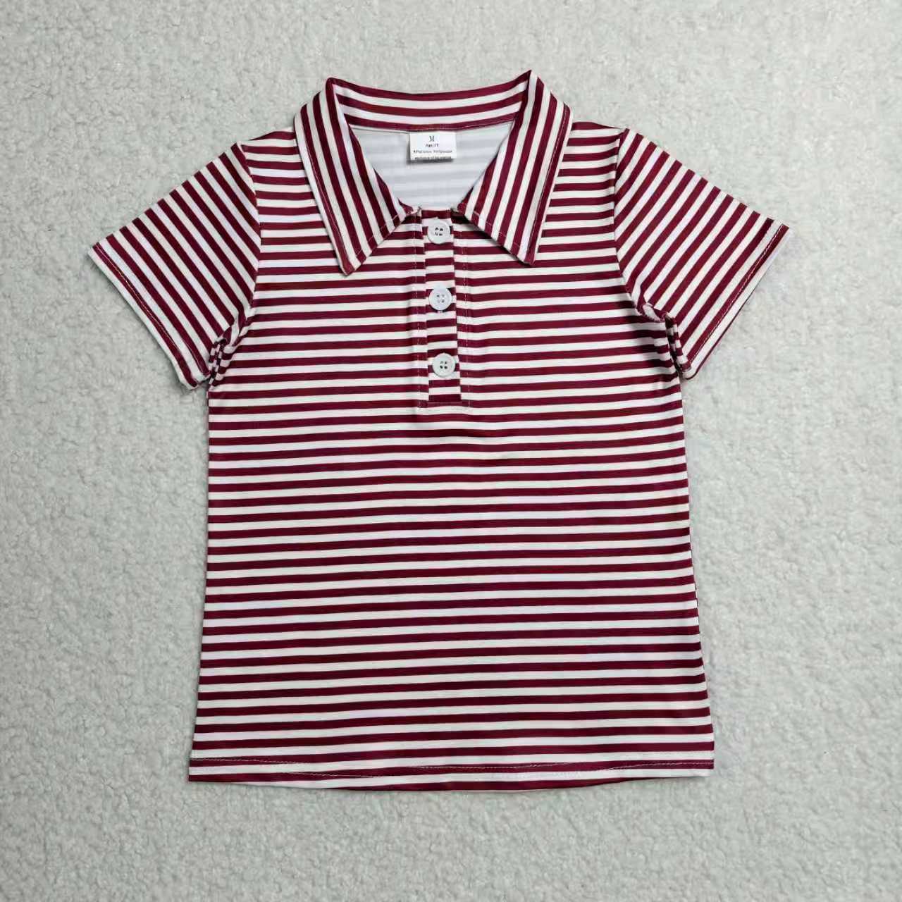 Green stripes kids boy short sleeve pullover top
