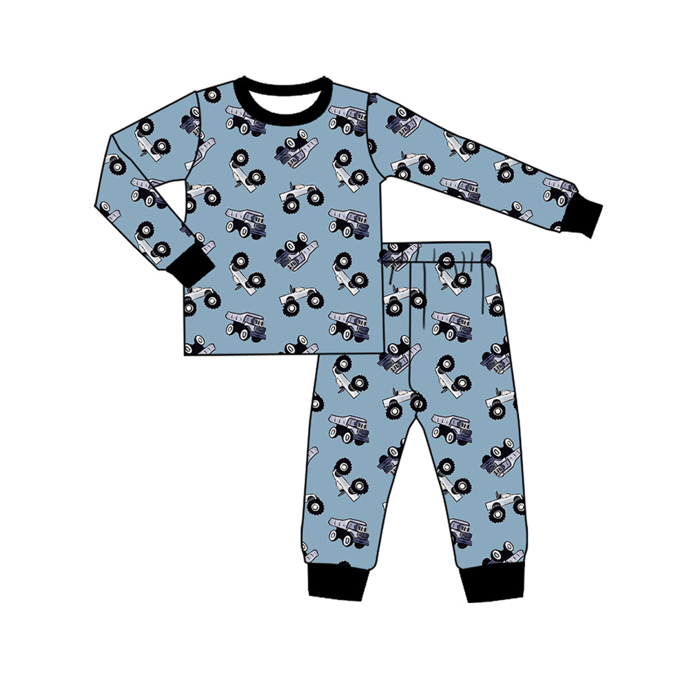 infant baby long sleeve construction car cow outfit