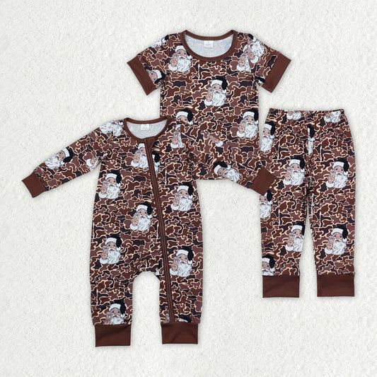 Christmas Santa Claus camo print matching bamboo clothes