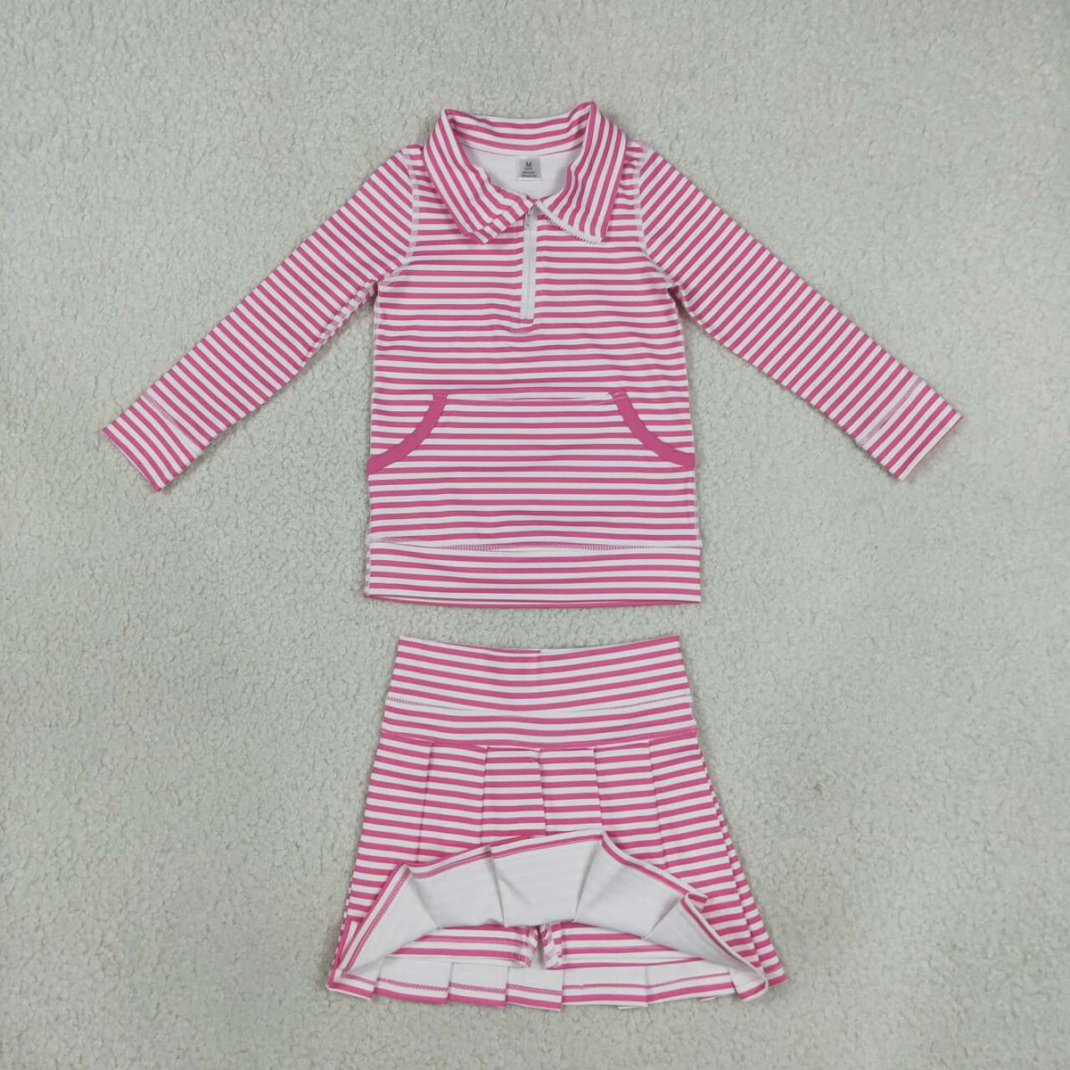Pink stripes yoga pullover top matching skorts girls outfit