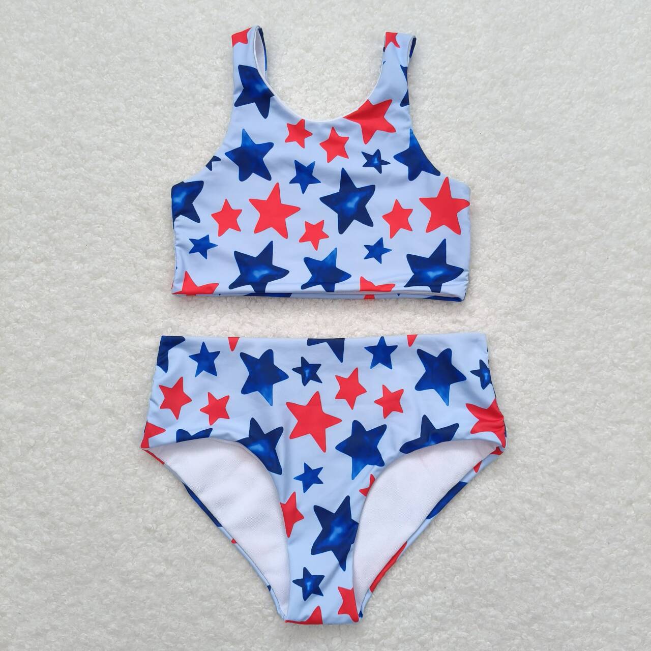 baby girls blue red star july 4th bathing suit
