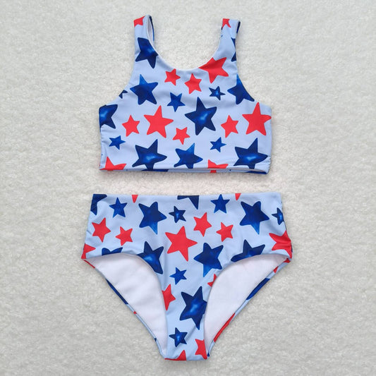 baby girls blue red star july 4th bathing suit