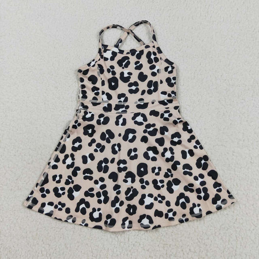 Baby girls leopard active wear athletic summer yoga  dress