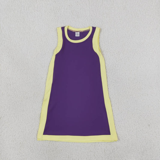Purple color girls summer yoga dress