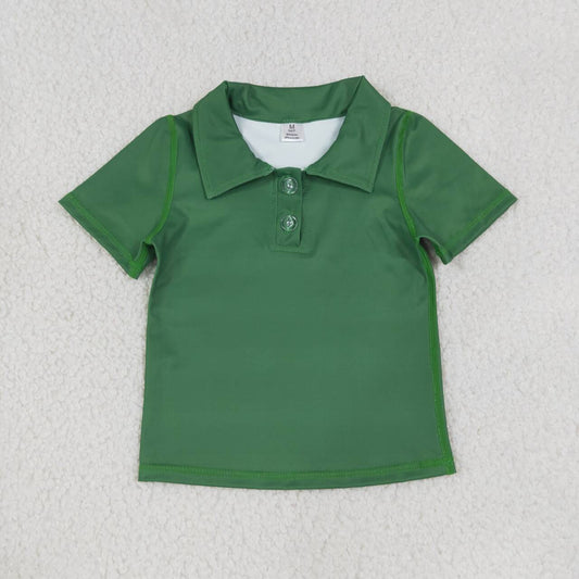 Green color kids boy short sleeve pullover top