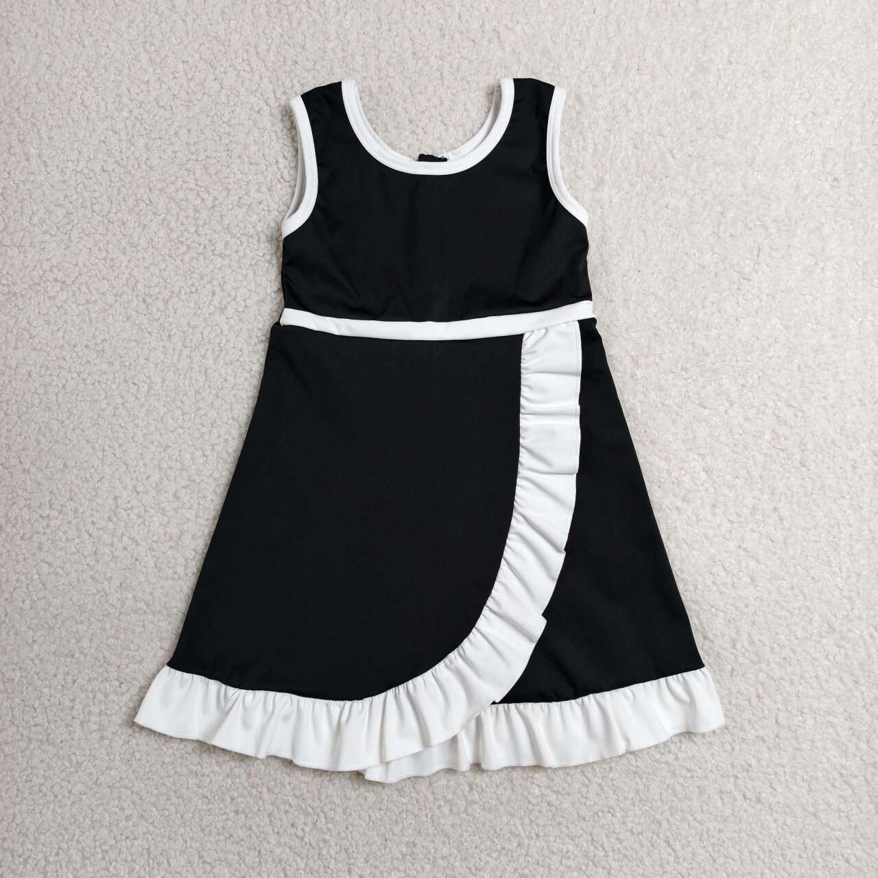 Black white color girls summer yoga dress