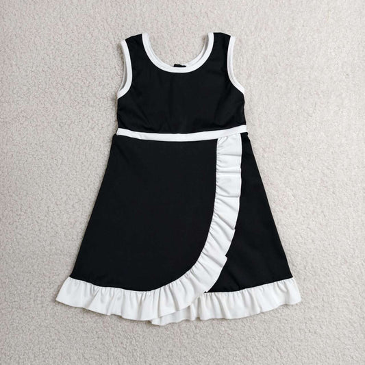 Black white color girls summer yoga dress