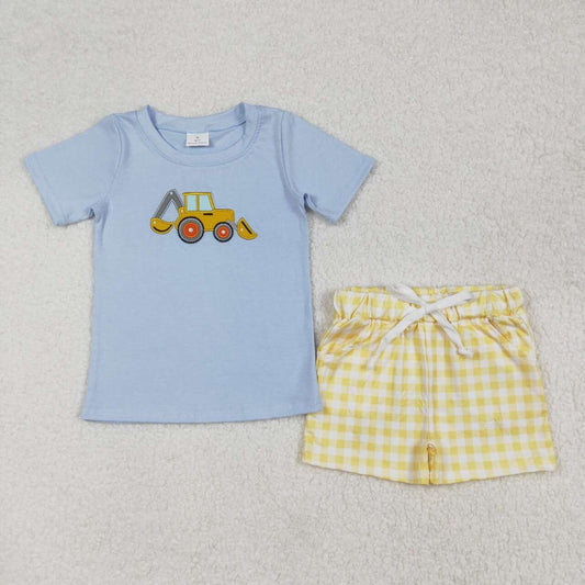 Baby boy embroidery construction design outfit