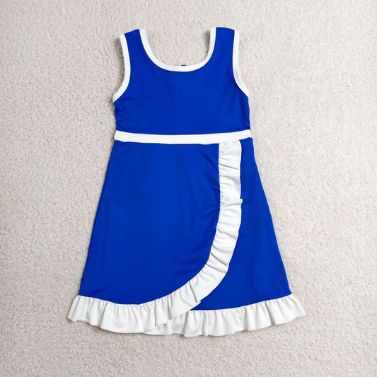 Blue white color girls summer yoga dress