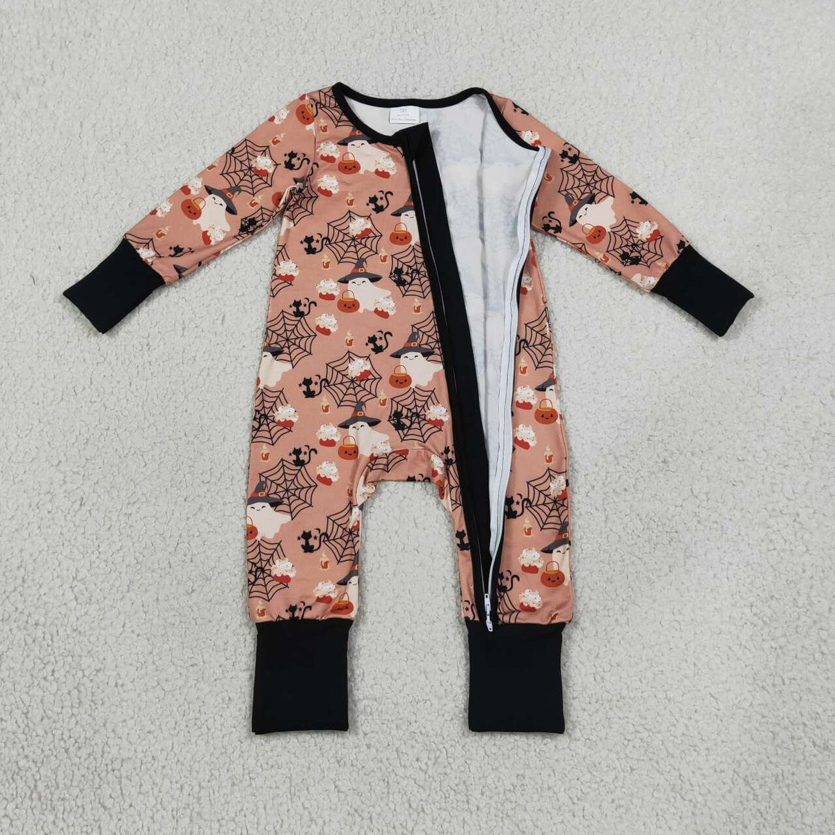 Toddle baby long sleeve halloween ghost print zip romper