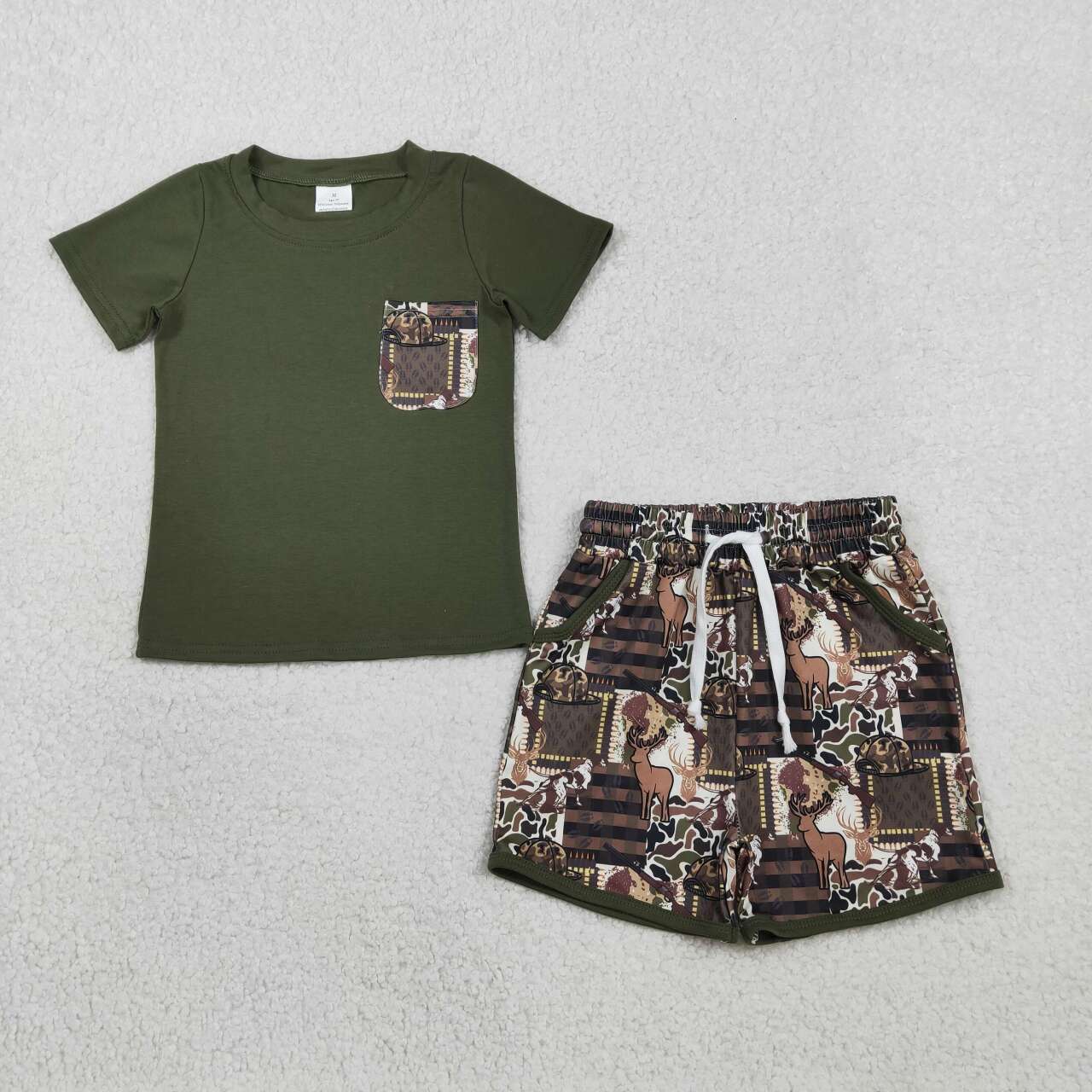 Duck deer camo top matching shorts boy summer outfit