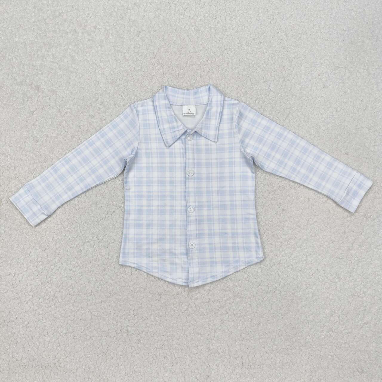 baby boy blue plaid long sleeve button down shirt