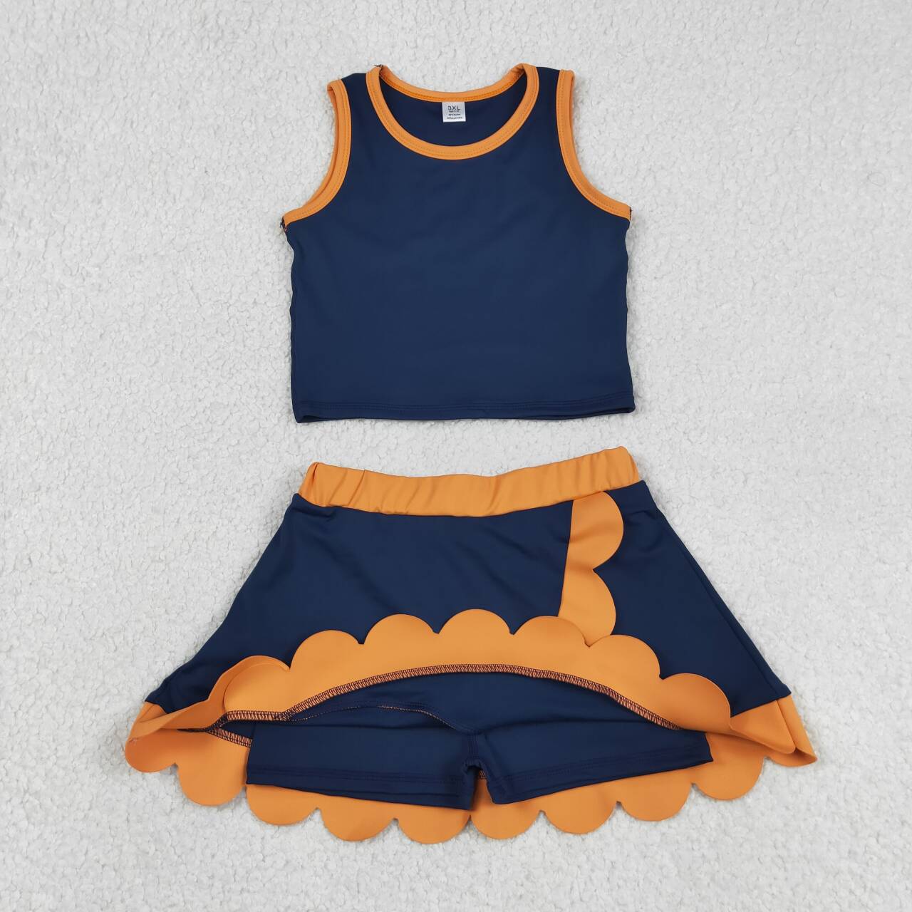 Navy yoga top matching skorts girls summer outfit
