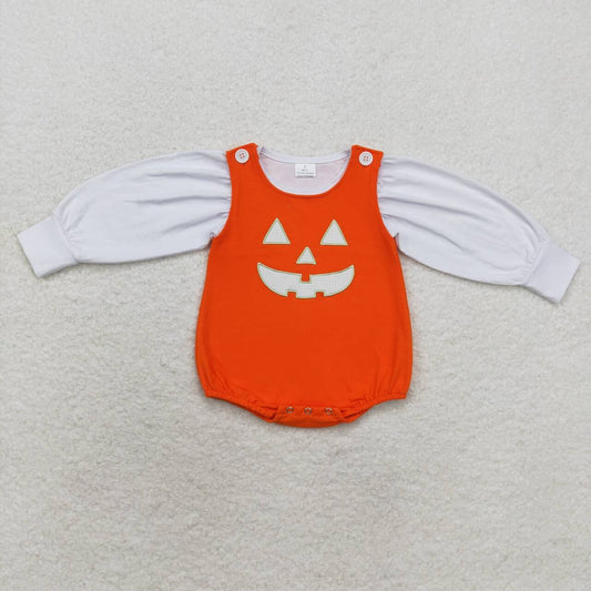 toddle kids white top halloween embroidery  pumpkin romper 2pcs clothes