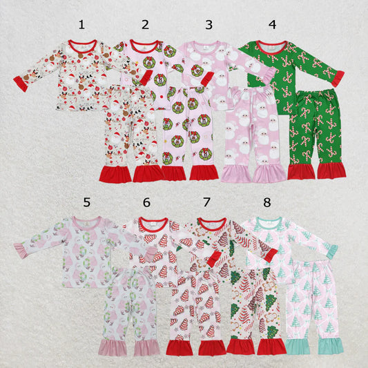 baby girl christmas santa claus bamboo pajama set