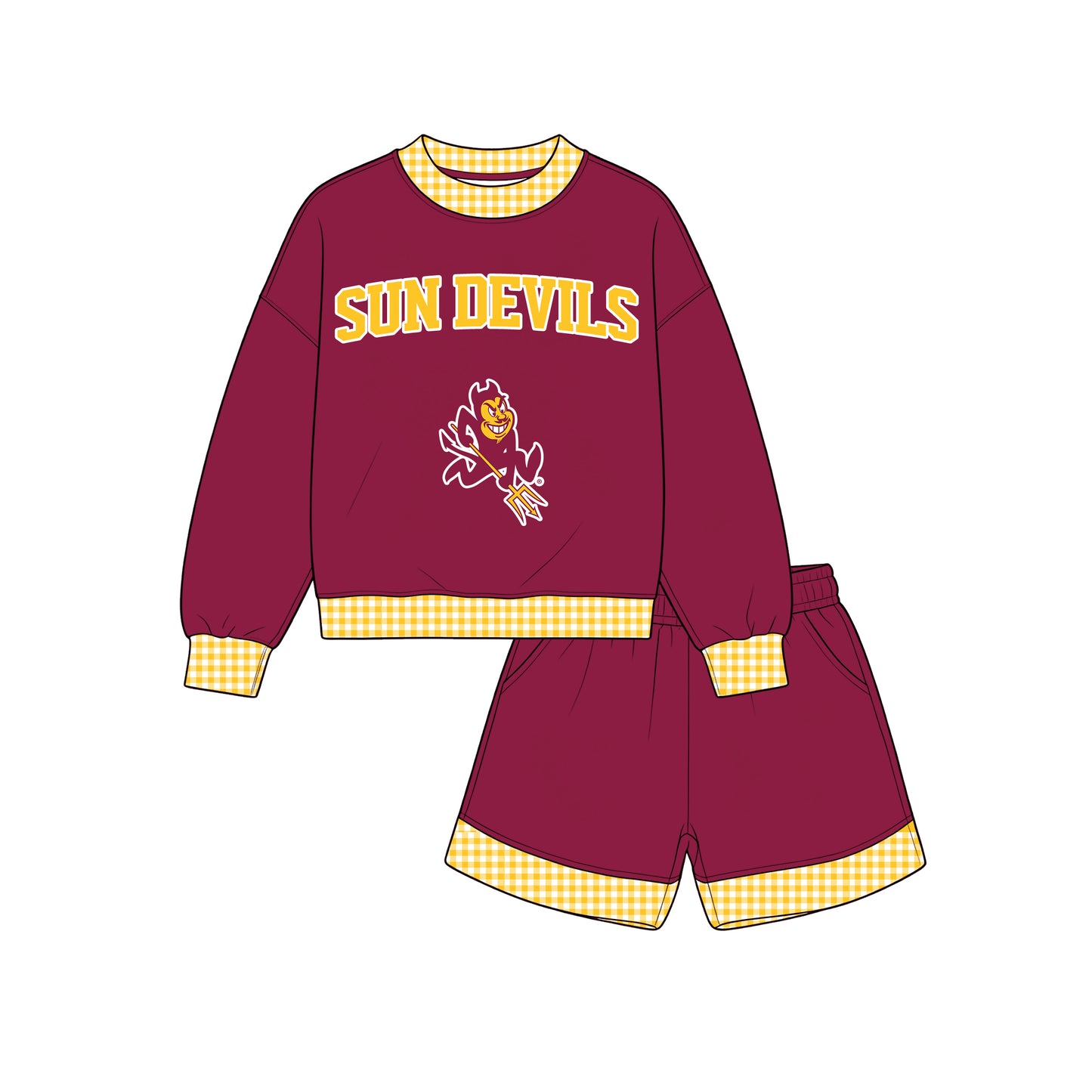 Toddle kids girls sun devils custom design long sleeve outfit