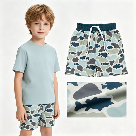 Toddle baby boy green blue camo summer shorts