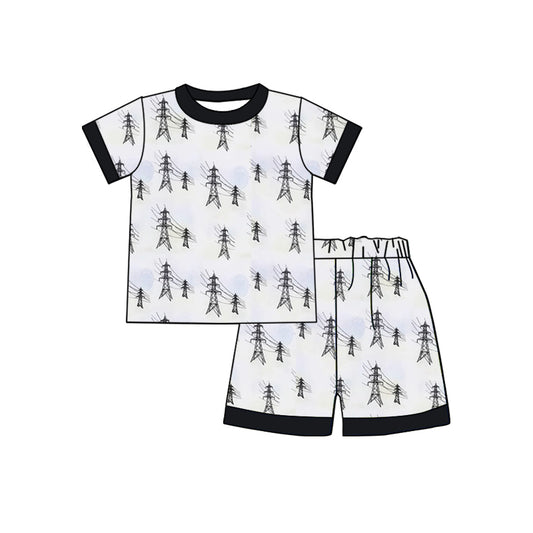 baby boy short sleeve lineman design outfit