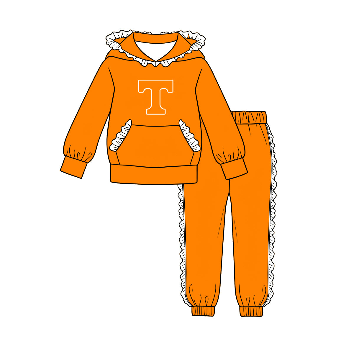 Baby girl custom team Tennessee design hoodie set