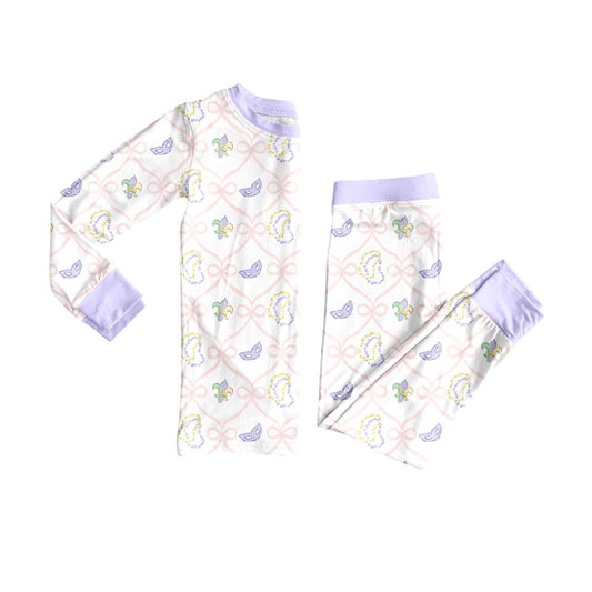 Mardi gras design kids pajama set wholesal factory price