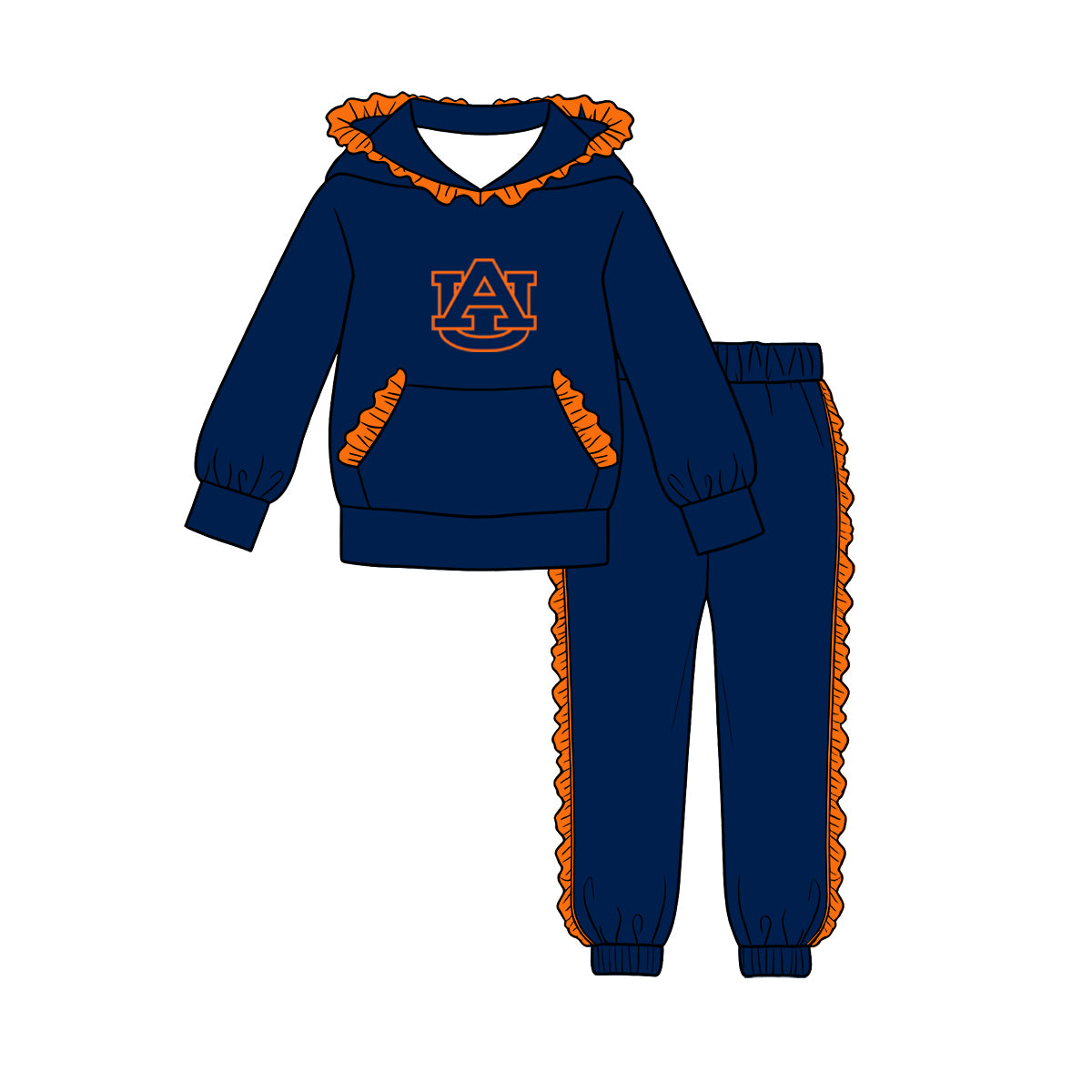 Baby girl custom team Aubura design hoodie set