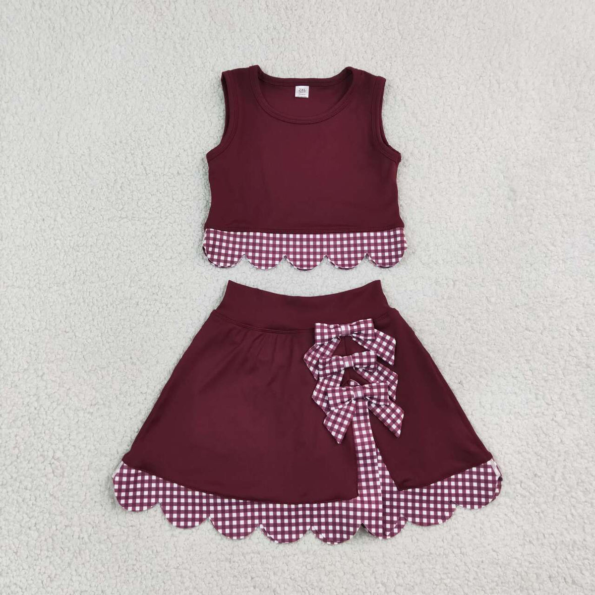 Maroon yoga tank top matching skorts girls outfit