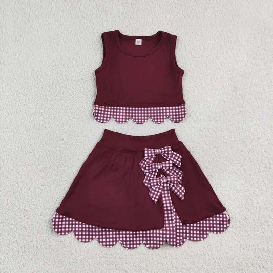 Maroon yoga tank top matching skorts girls outfit