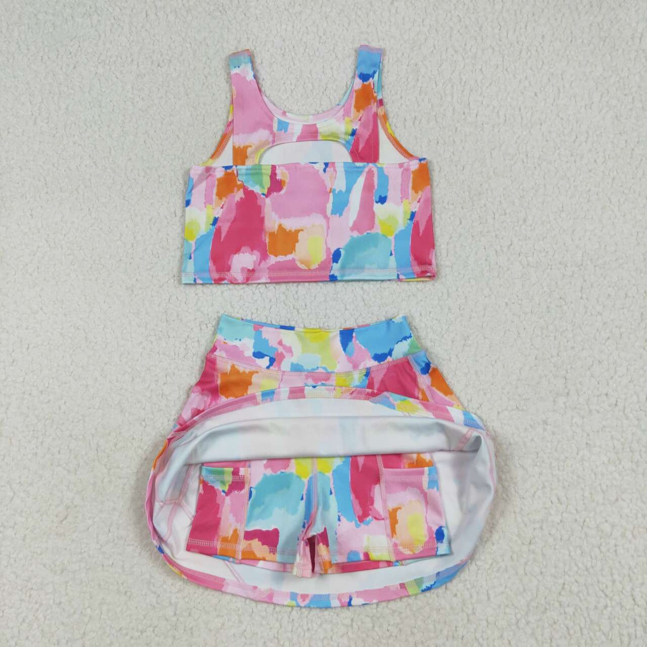 Baby girls tie dye design active wear athletic summer yoga outfit