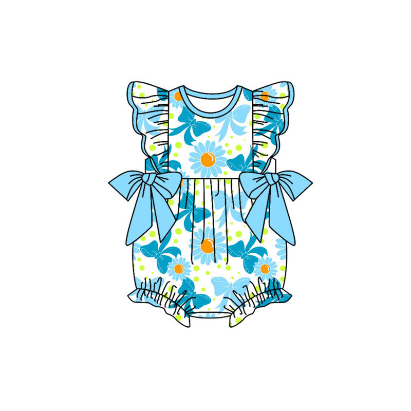 Toddle baby blue floral romper wholesale factory price