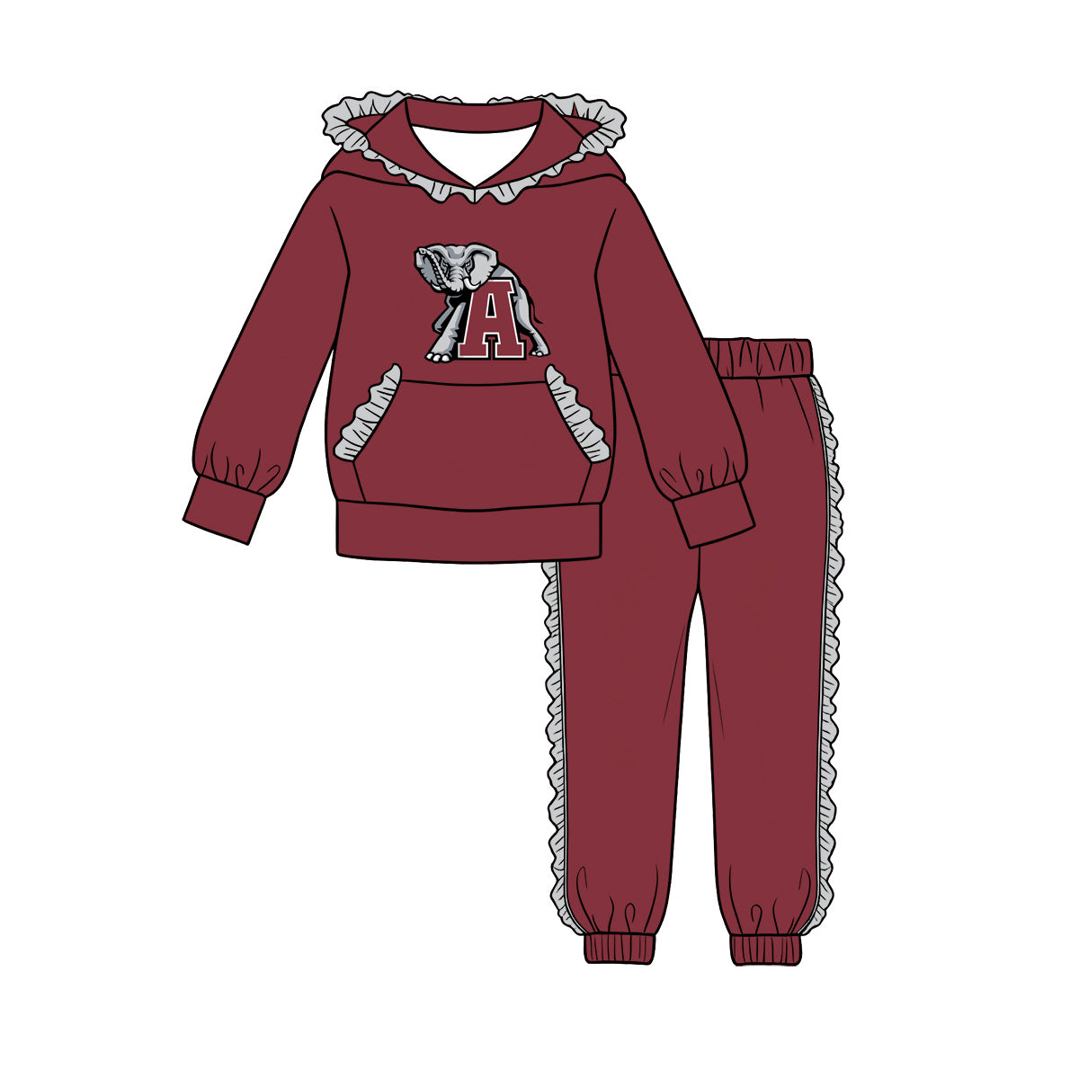 Baby girl custom team Alabama design hoodie set