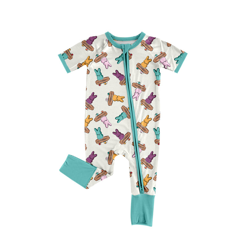 Easter bunny design kids baby zip romper