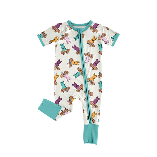 Easter bunny design kids baby zip romper