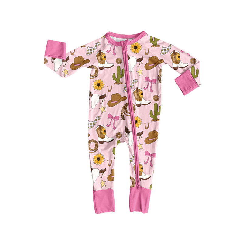 toddle baby western long sleeve zip romper