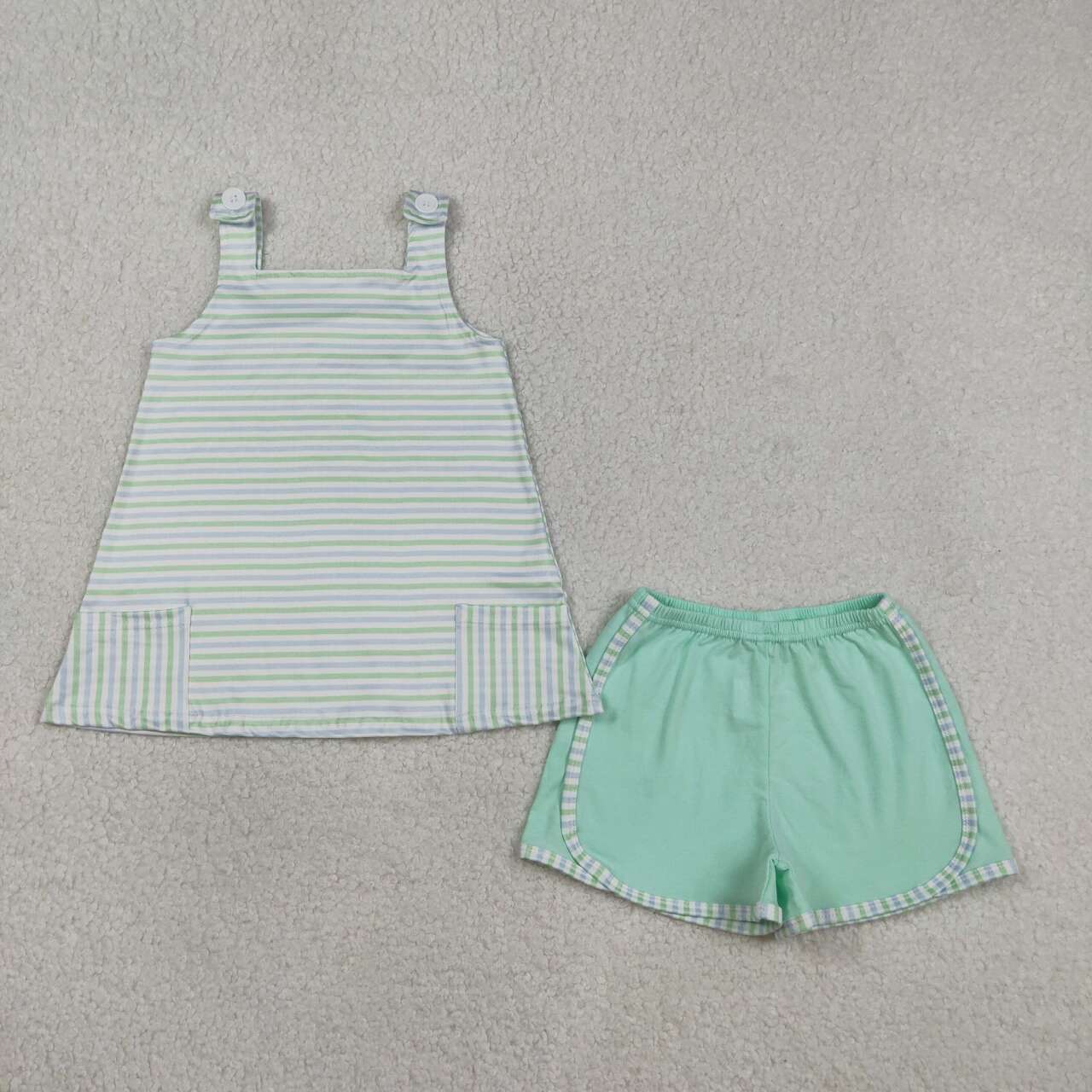 Stripes top matching shorts girls summer outfit