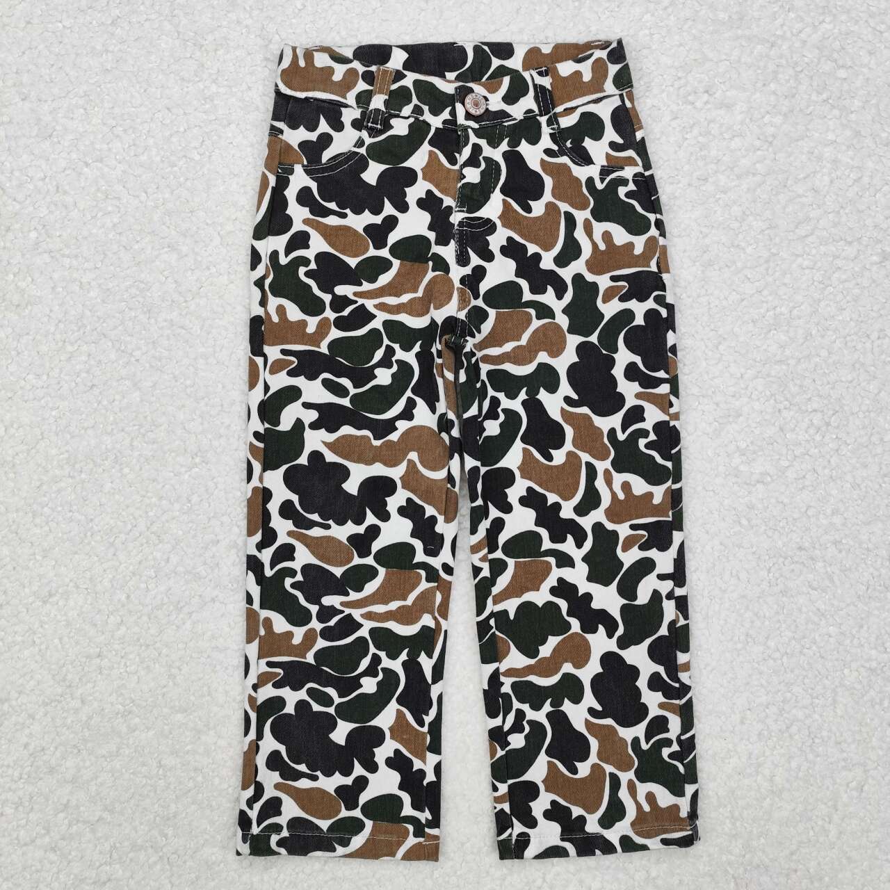 Infant baby boy green brown camo jeans leggings pants