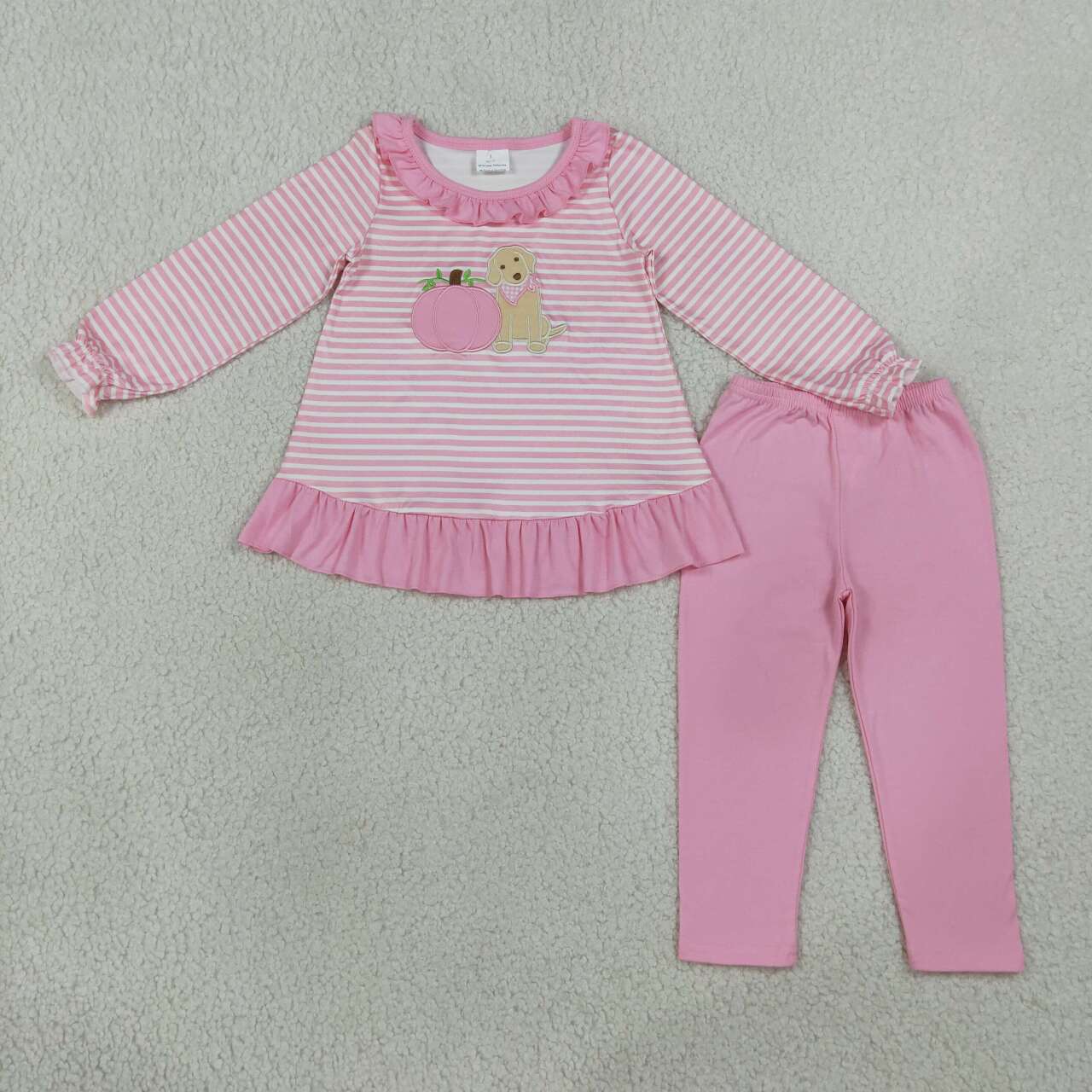 Girl long sleeve fall pumpkin embroidery top matching pants boy spring fall outfit