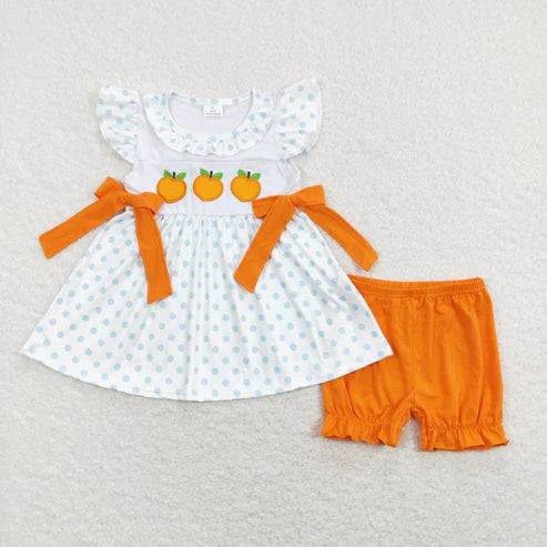 sister brother embroidery peach sibling set kids matching outfit